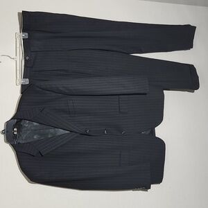 Chaps mens Blazer woolmark suit pinstripe coat 46R pants 38 x 30 100% wool 2pc